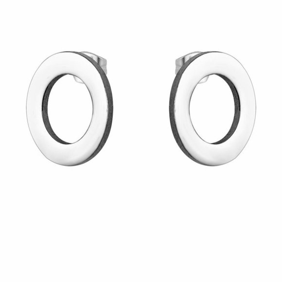 Minimalist circle hypoallergenic stud earrings - Picture 2 of 3
